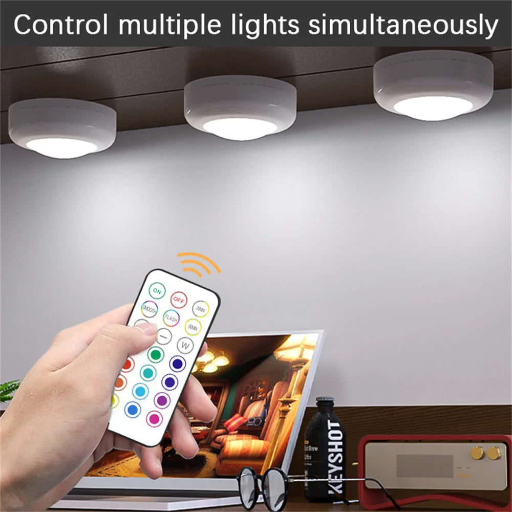 Lampes LED RGB sous Armoire – Sans Fil, Télécommande, Dimmable | Chambre, Cuisine, Garde-Robe