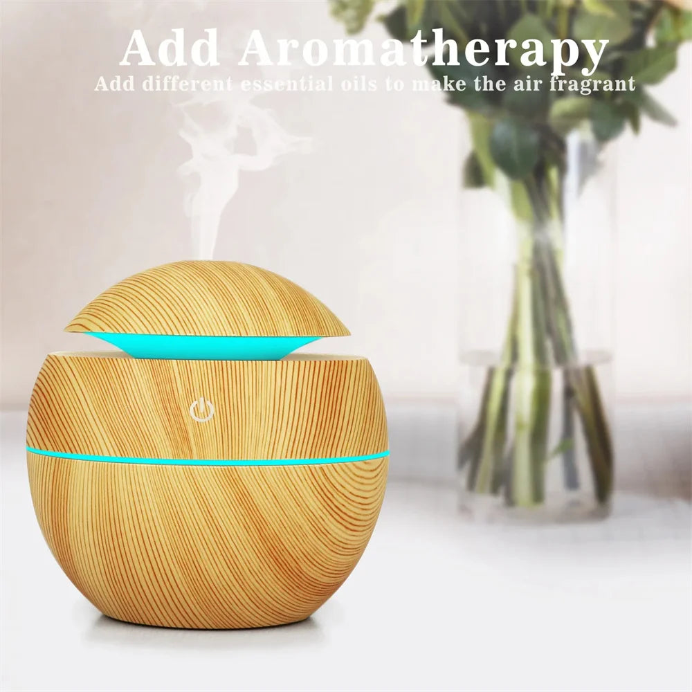Humidificateur électrique diffuseur d'arôme d'air bois humidificateur d'air à ultrasons huile essentielle aromathérapie fabricant de brume fraîche pour chambre à coucher