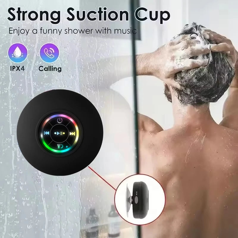 Enceinte Bluetooth Portable Sans Fil – Lumière LED, Étanche IPX4, Ventouse, Son Stéréo