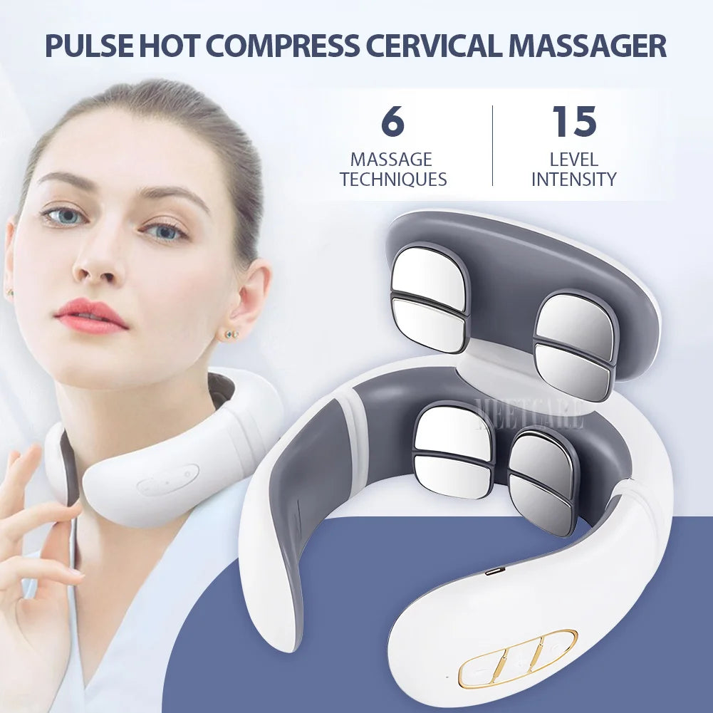 Masseur TENS Intelligent Dos & Cou – Épaules, Nuque, 16 Niveaux, Chauffage 42°C | 4 Modèles