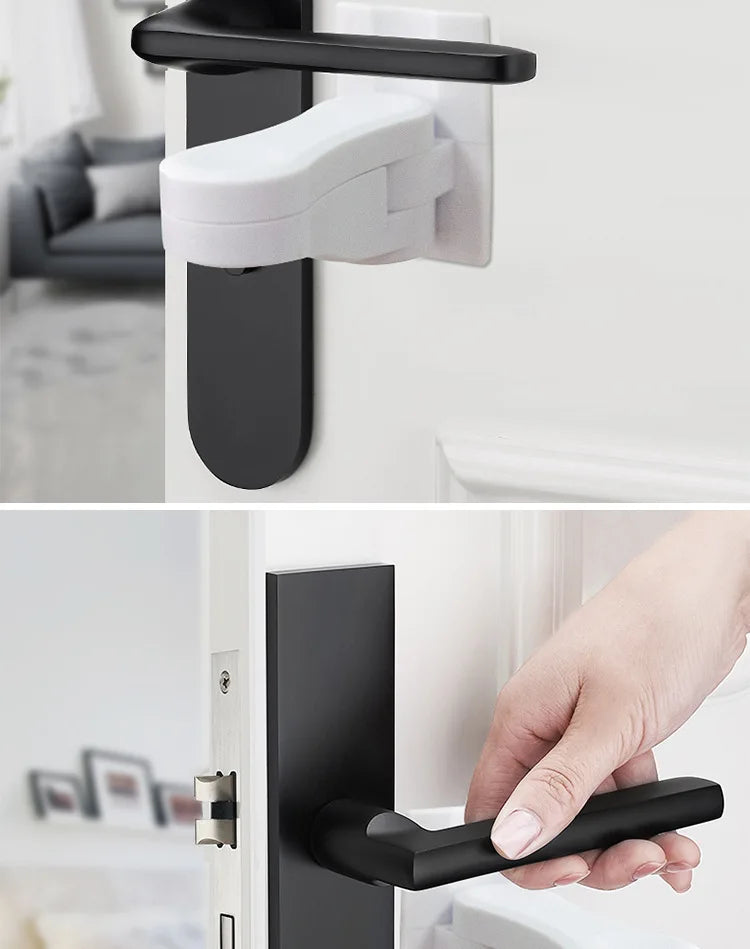 Verrou de sécurité bébé pour poignée de porte – Rotation 180°, adhésif, multifonction