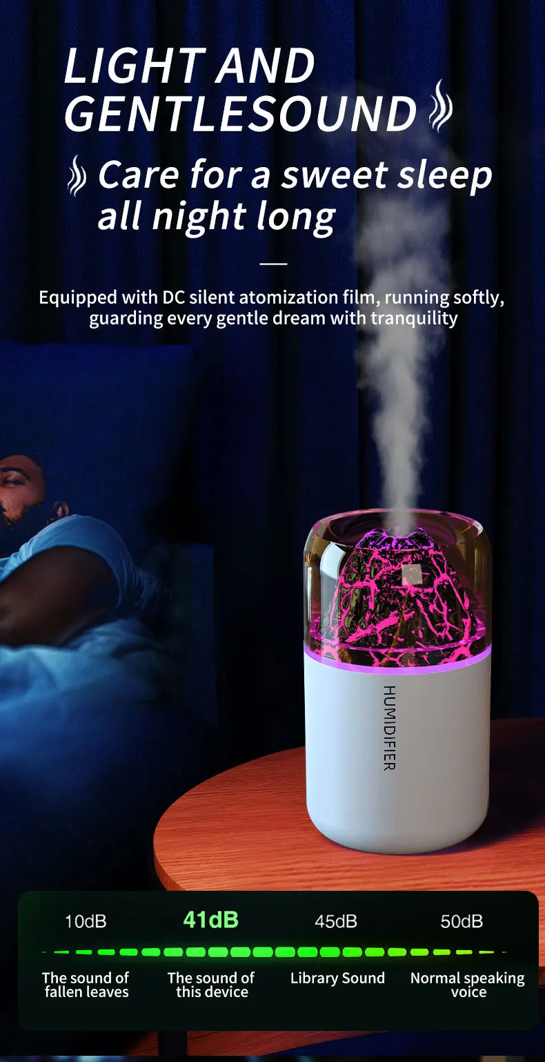 Humidificateur Diffuseur d'Arômes USB – Lampe Volcanique Colorée