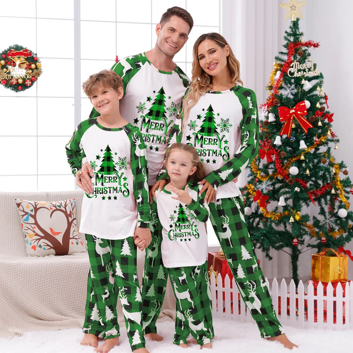 Noël famille correspondant tenues maman papa enfants 2 pièces pyjamas ensemble bébé barboteuses décontracté vêtements de nuit amples noël famille Look pyjamas