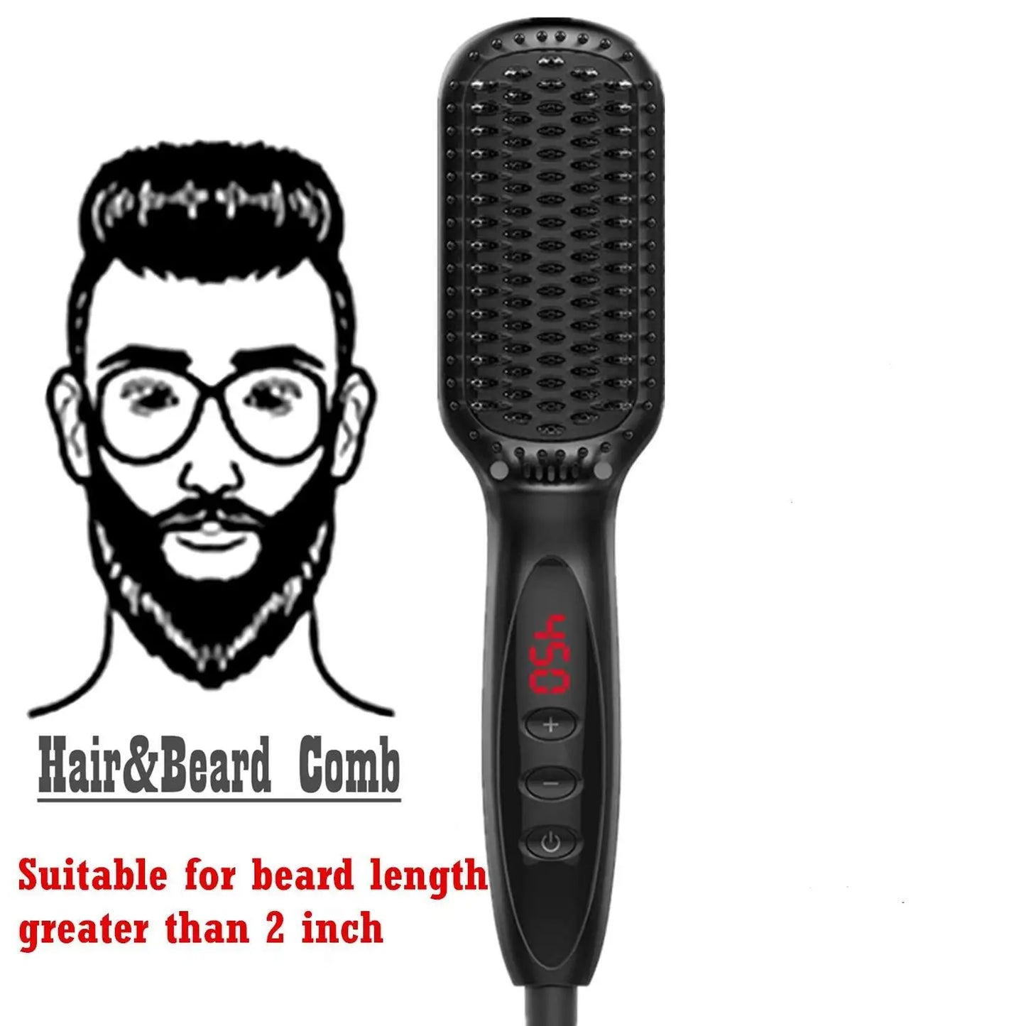 Brosse lissante électrique chauffante pour cheveux et barbe, en céramique anti-brûlure