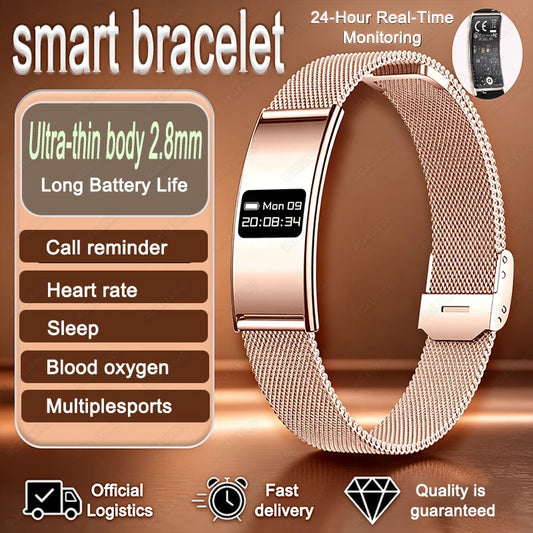 Montre Connectée Ultra-Fine BOXUXING 2026 – Suivi Cardio, SpO2, Sommeil, IPX8 | Bracelet Sportif Femme
