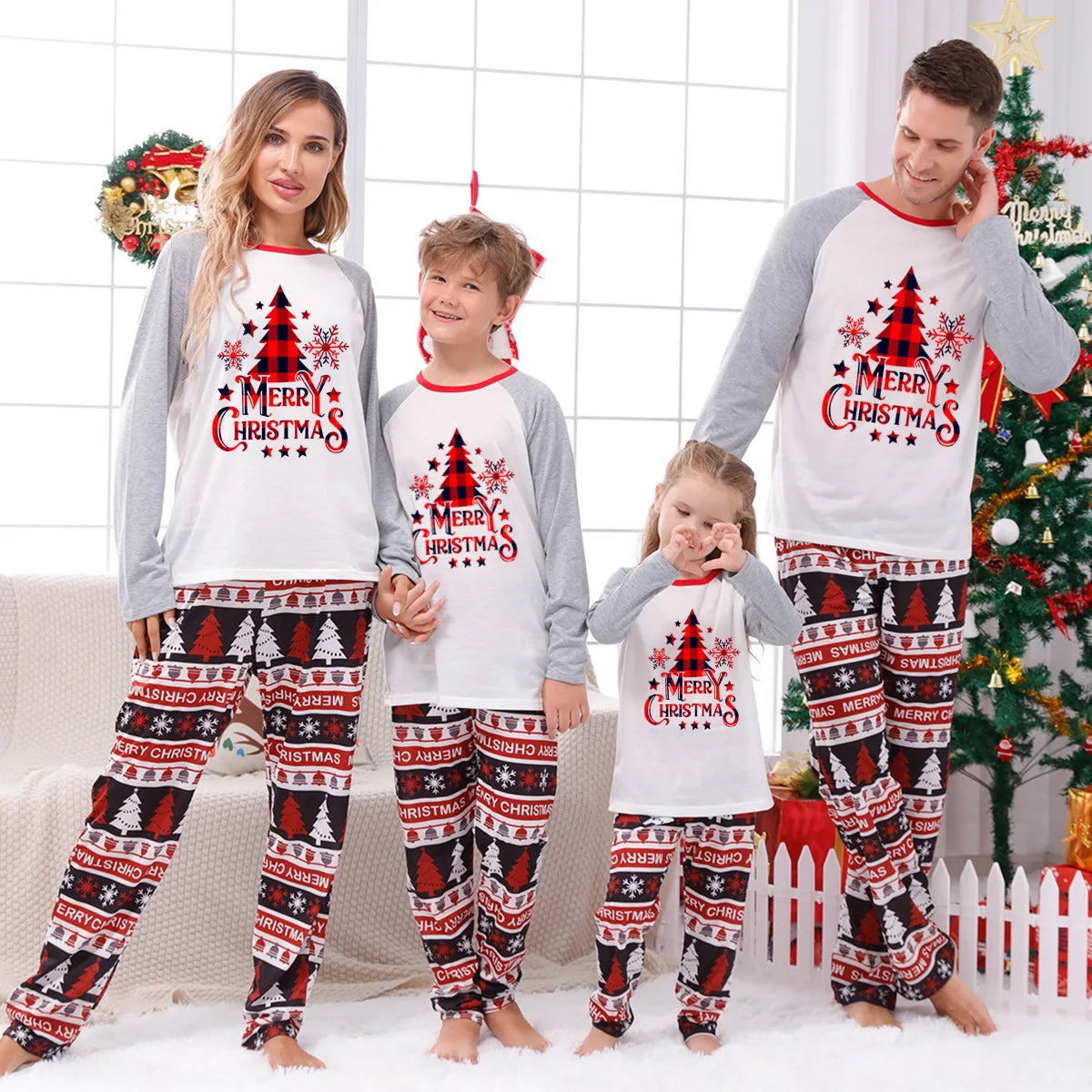 Noël famille correspondant tenues maman papa enfants 2 pièces pyjamas ensemble bébé barboteuses décontracté vêtements de nuit amples noël famille Look pyjamas
