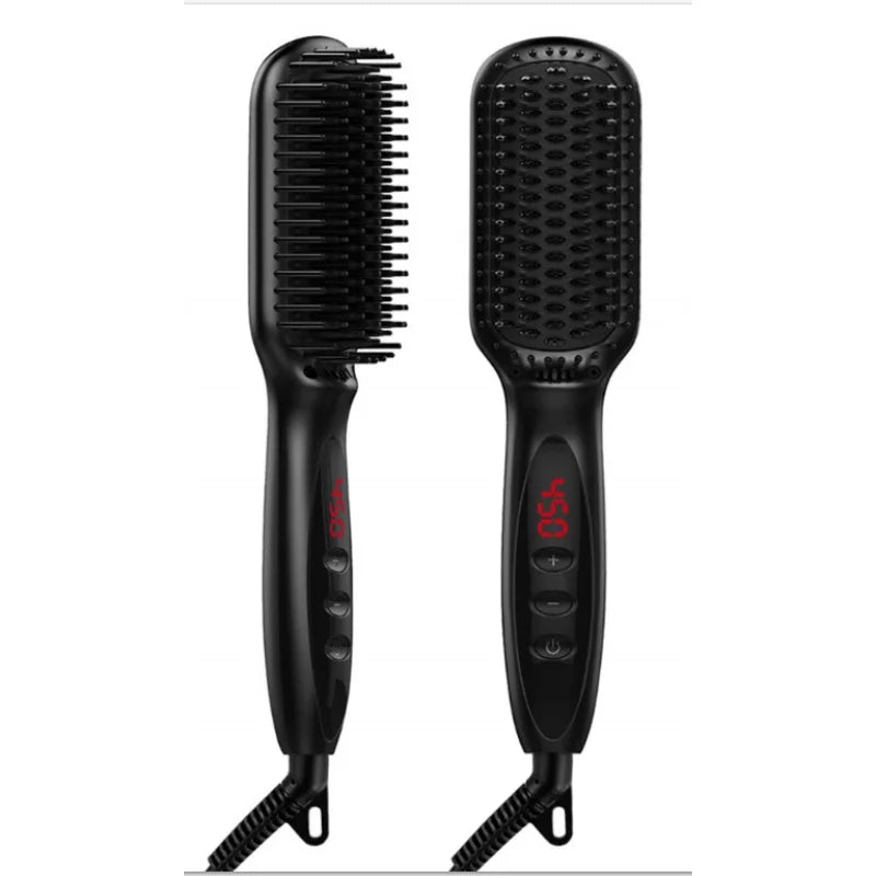 Brosse lissante électrique chauffante pour cheveux et barbe, en céramique anti-brûlure