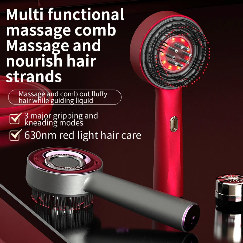 Peigne de Massage électrique, thérapie à la lumière rouge, Vibration, croissance des cheveux, brosse pour cuir chevelu, Anti-perte de cheveux, applicateur d'huile liquide