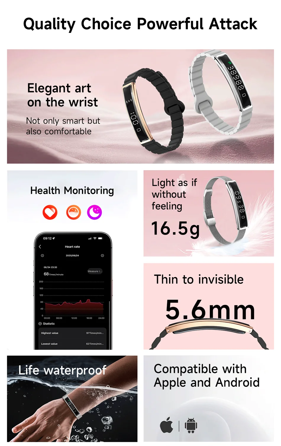 Bracelet Connecté Sport ChiBear 2026 – Suivi Santé, Cardio, SpO2, IP68 – Femme & Homme