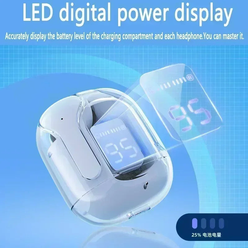 Écouteurs Bluetooth T2 TWS Sans Fil — Affichage Digital, Son Stéréo, Compatible Tous Smartphones