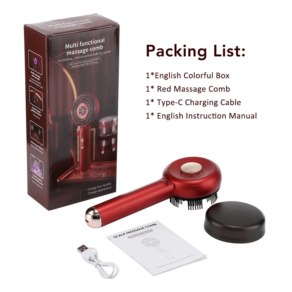 Peigne de Massage électrique, thérapie à la lumière rouge, Vibration, croissance des cheveux, brosse pour cuir chevelu, Anti-perte de cheveux, applicateur d'huile liquide