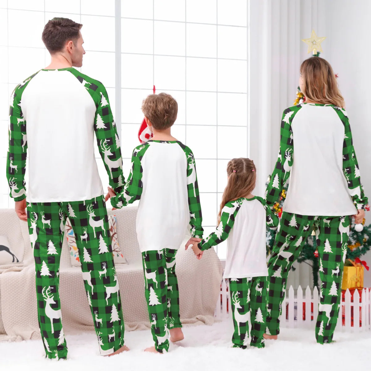 Noël famille correspondant tenues maman papa enfants 2 pièces pyjamas ensemble bébé barboteuses décontracté vêtements de nuit amples noël famille Look pyjamas