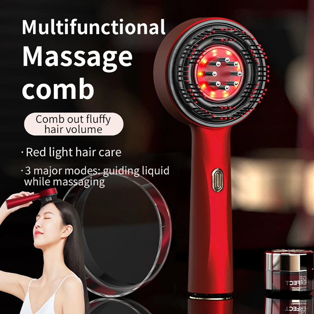 Peigne de Massage électrique, thérapie à la lumière rouge, Vibration, croissance des cheveux, brosse pour cuir chevelu, Anti-perte de cheveux, applicateur d'huile liquide