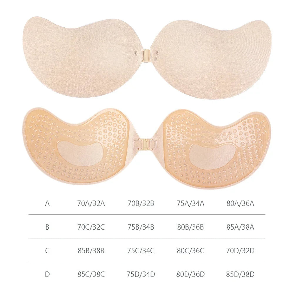 Soutien-gorge adhésif invisible push-up – Sans bretelles, sans dos, en silicone réutilisable (1 ou 2 paires)