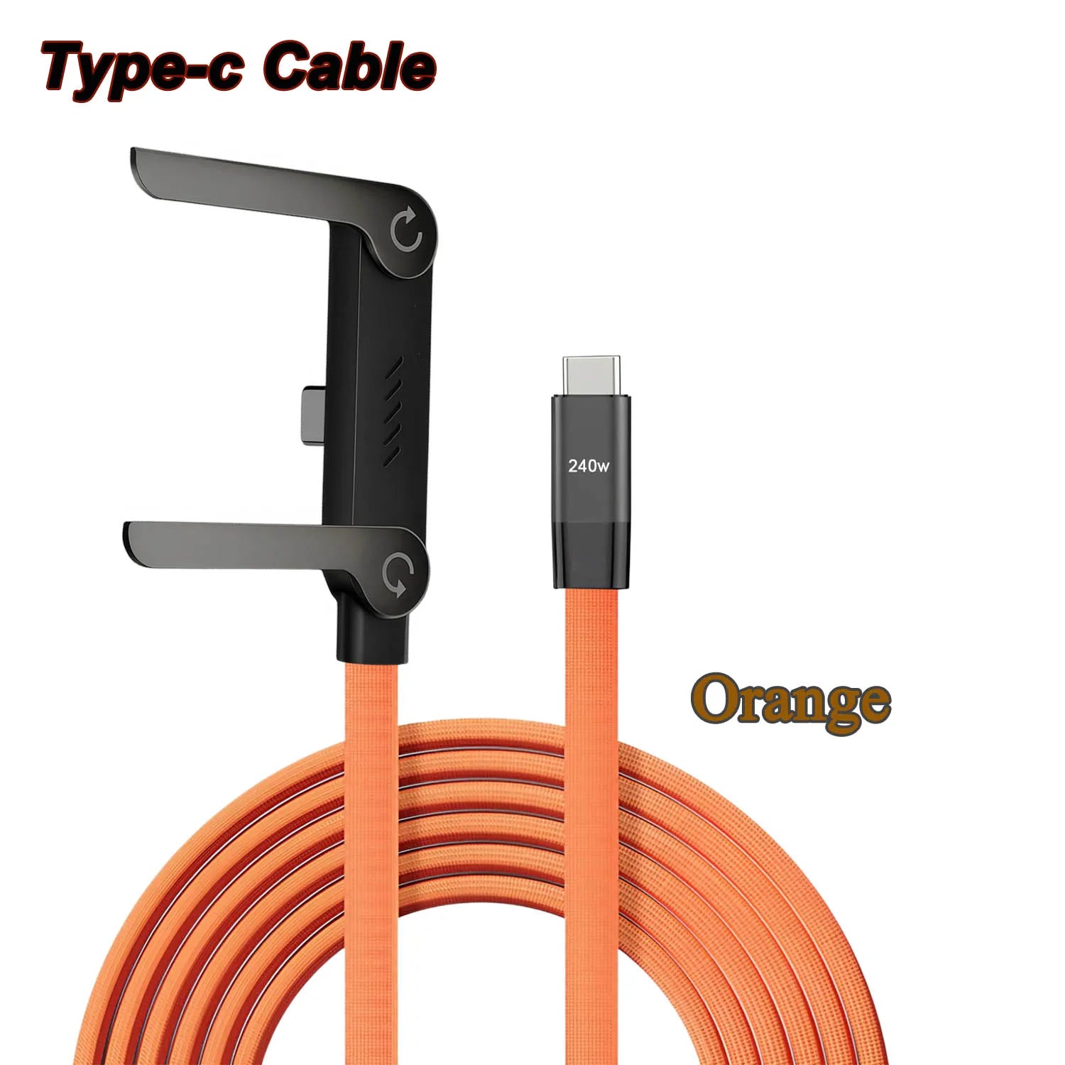 Câble USB-C 240W 2-en-1 avec Support Pliable – Charge Rapide, OTG, Type-C vers Type-C