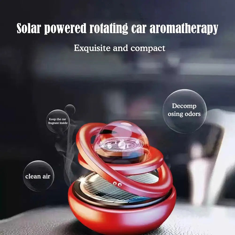 Désodorisant Solaire Rotatif pour Voiture – Boule Étoile Double Anneau & Diffuseur Aromatique