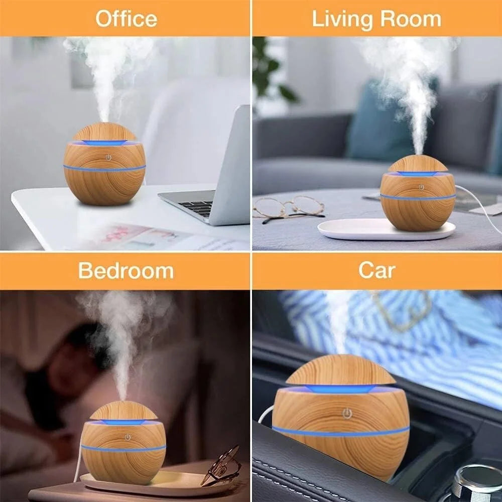 Humidificateur électrique diffuseur d'arôme d'air bois humidificateur d'air à ultrasons huile essentielle aromathérapie fabricant de brume fraîche pour chambre à coucher