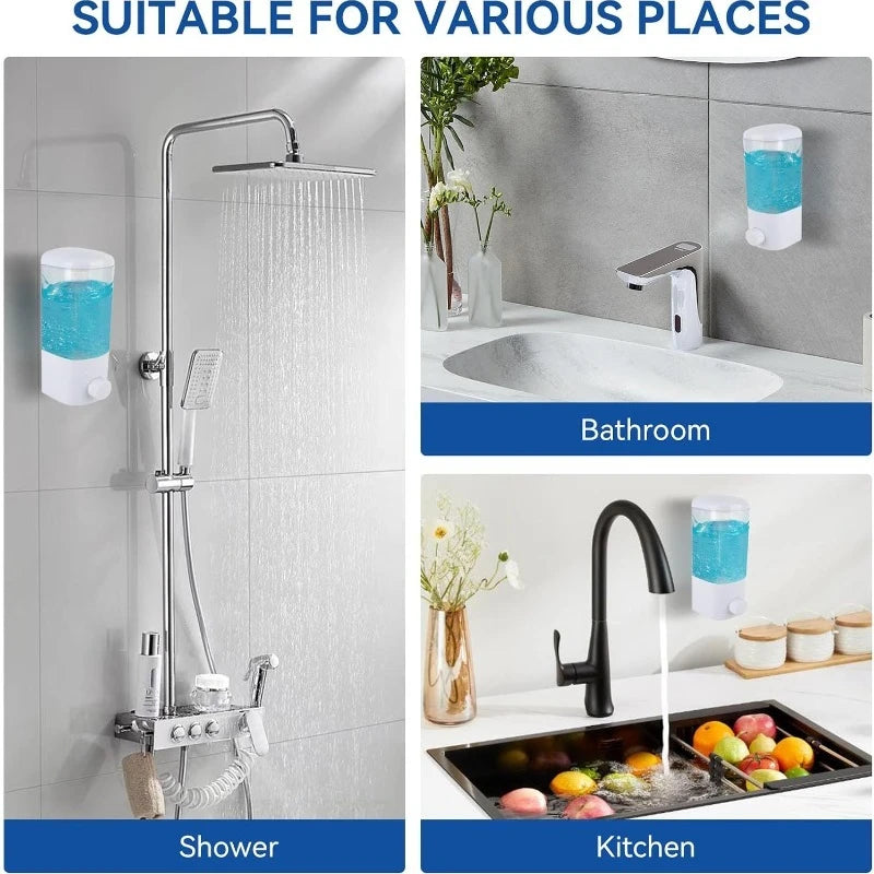 Distributeur de Savon Mural Sans Perçage – Pompe Liquide Rechargeable | Salle de Bain & Hôtel