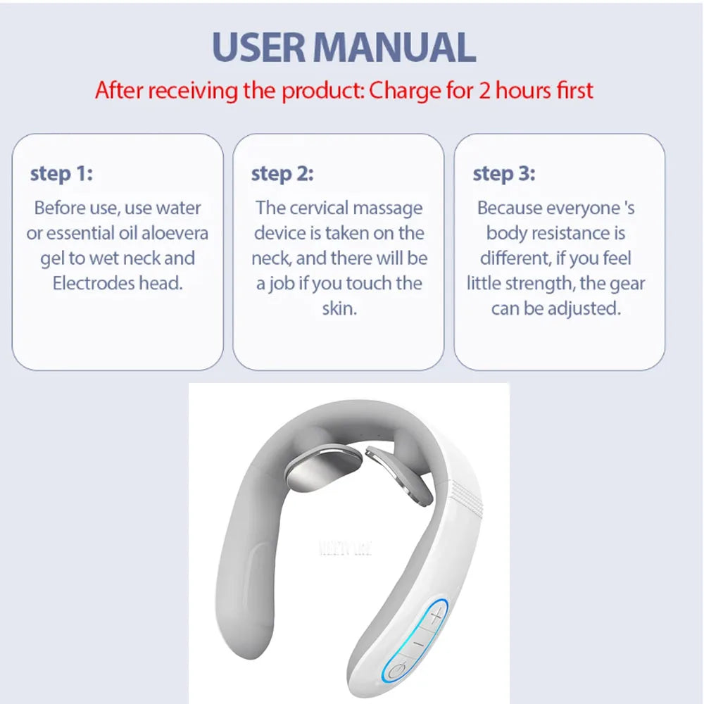 Masseur de Cou Intelligent TENS MEETCARE – 16 Niveaux, 10 Modes, Soulagement Douleur Cervicale