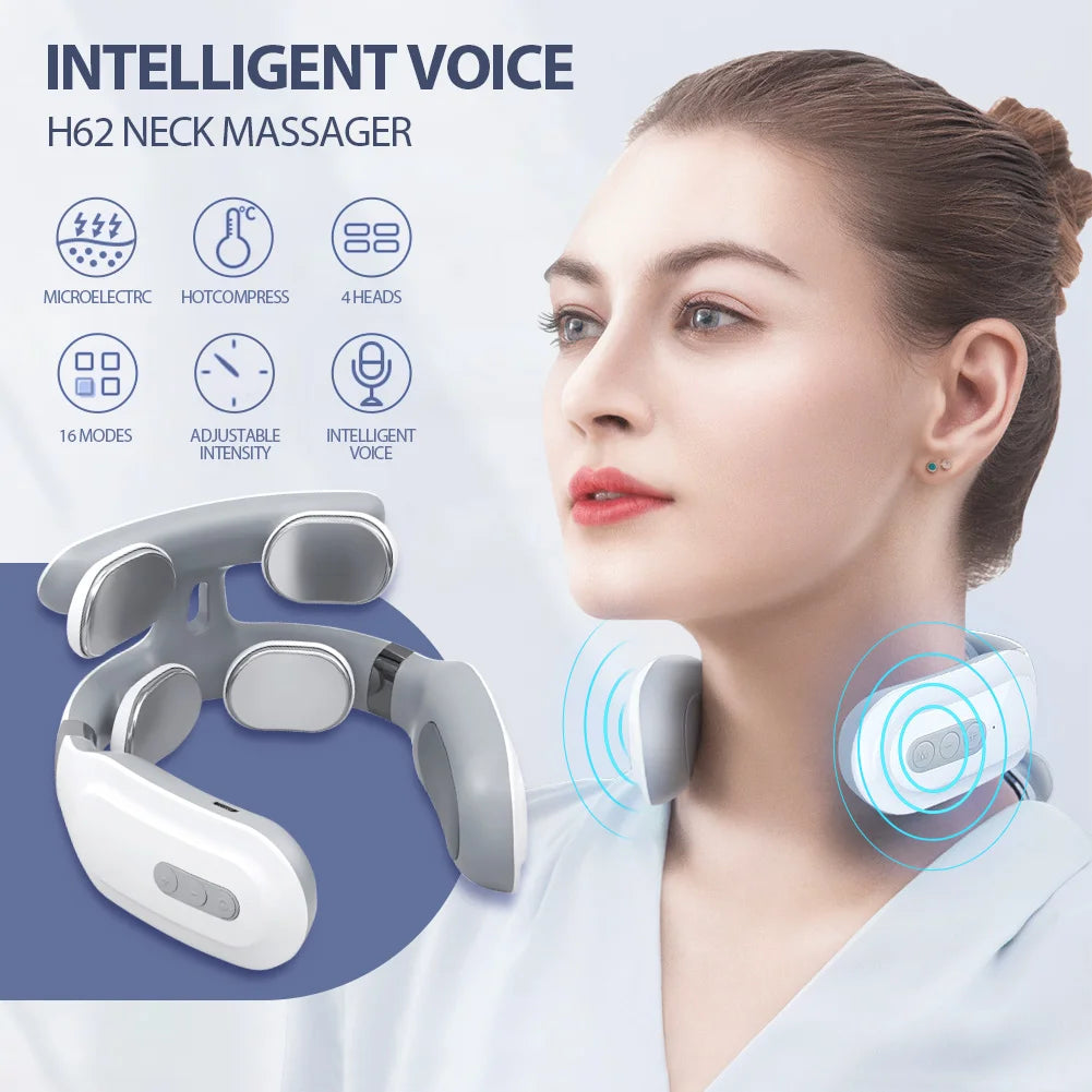 Masseur TENS Intelligent Dos & Cou – Épaules, Nuque, 16 Niveaux, Chauffage 42°C | 4 Modèles