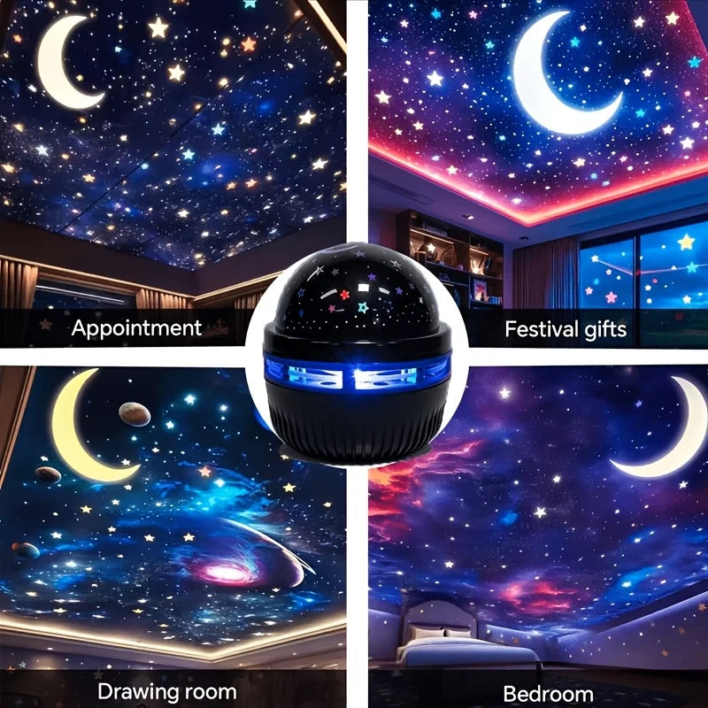 Veilleuse Projecteur Ciel Étoilé LED USB – Étoiles & Lune, Décoration Atmosphère