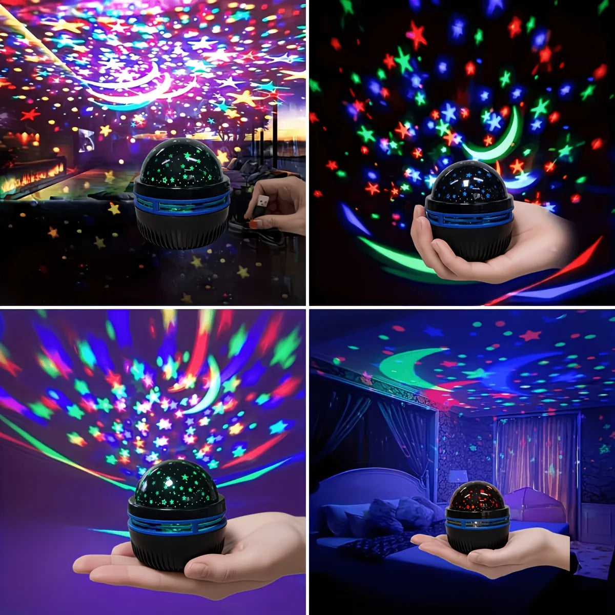 Veilleuse Projecteur Ciel Étoilé LED USB – Étoiles & Lune, Décoration Atmosphère