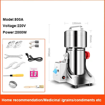 Moulin à Farine Électrique BEIJAMEI – Broyeur de Céréales, Épices & Café | 1800W, 50-300 Mesh