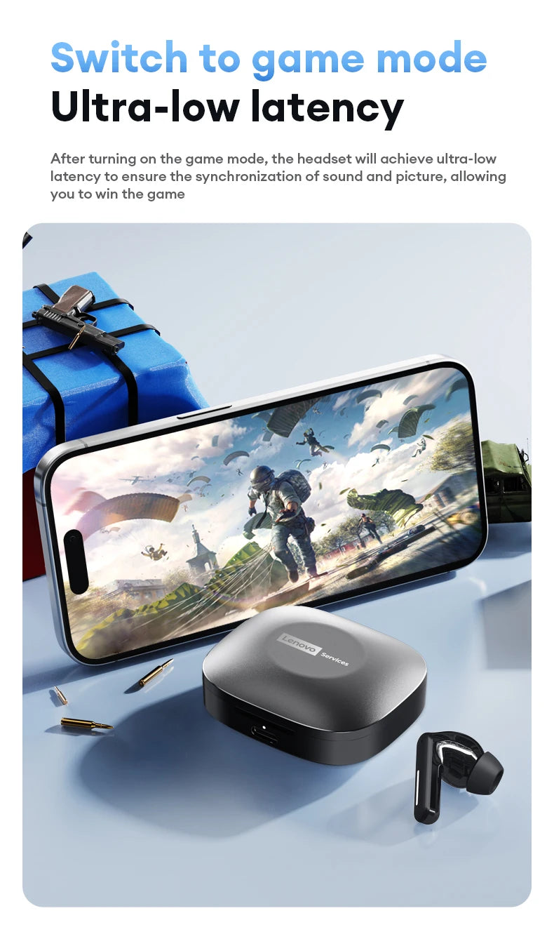 Lenovo LE209 – Écouteurs TWS Bluetooth 6.0, Réduction de Bruit ANC, HiFi, 30h d’Autonomie