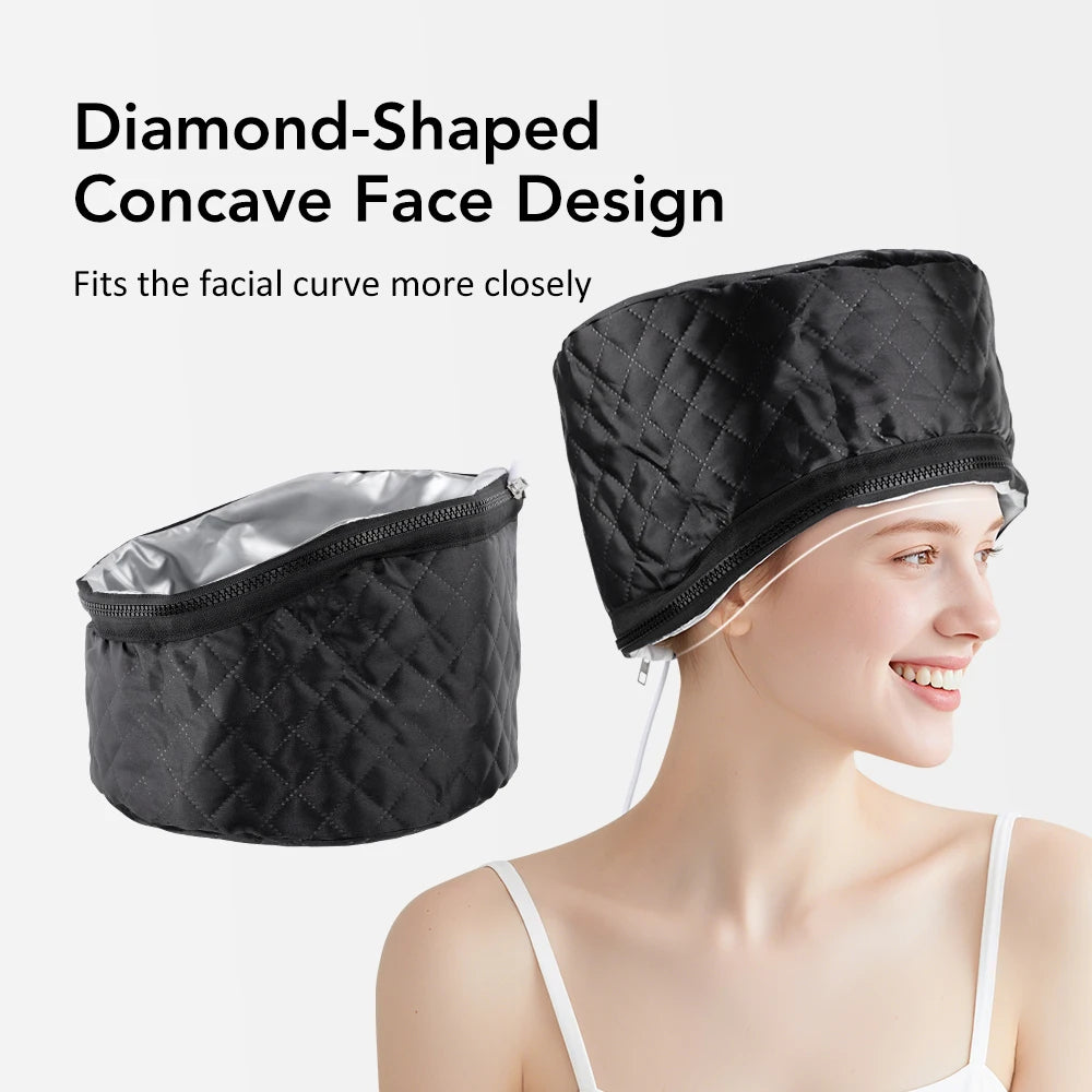 Bonnet Vapeur Chauffant Hailicare – 9 Températures, 5 Minuteries, Cuir PU, Soin Capillaire Spa Maison