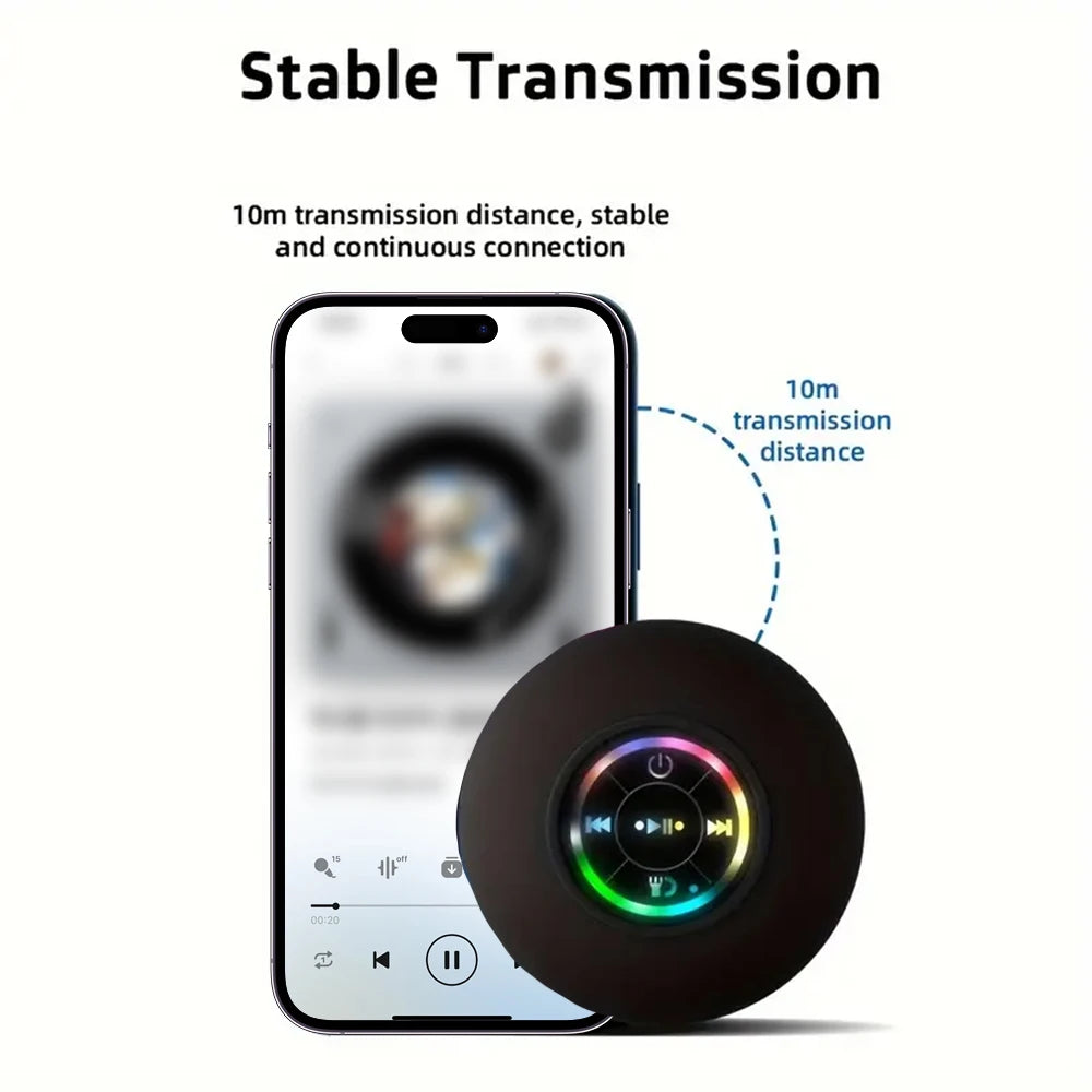 Enceinte Bluetooth Portable Sans Fil – Lumière LED, Étanche IPX4, Ventouse, Son Stéréo