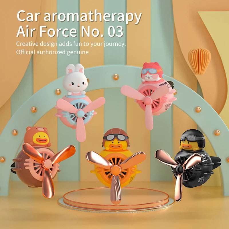 Clip Aromathérapie Magnétique pour Voiture – Figurine Mignonne + 2 Tablettes & 2 Flacons 5ml