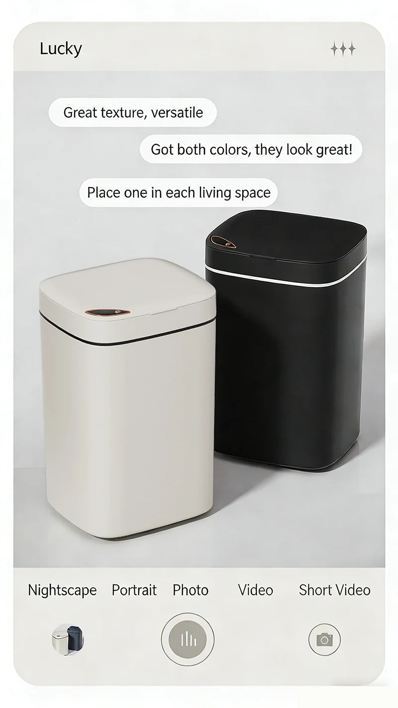 Poubelle Intelligente à Capteur 16L – Couvercle Automatique Mains Libres | Cuisine, Bureau, Salle de Bain
