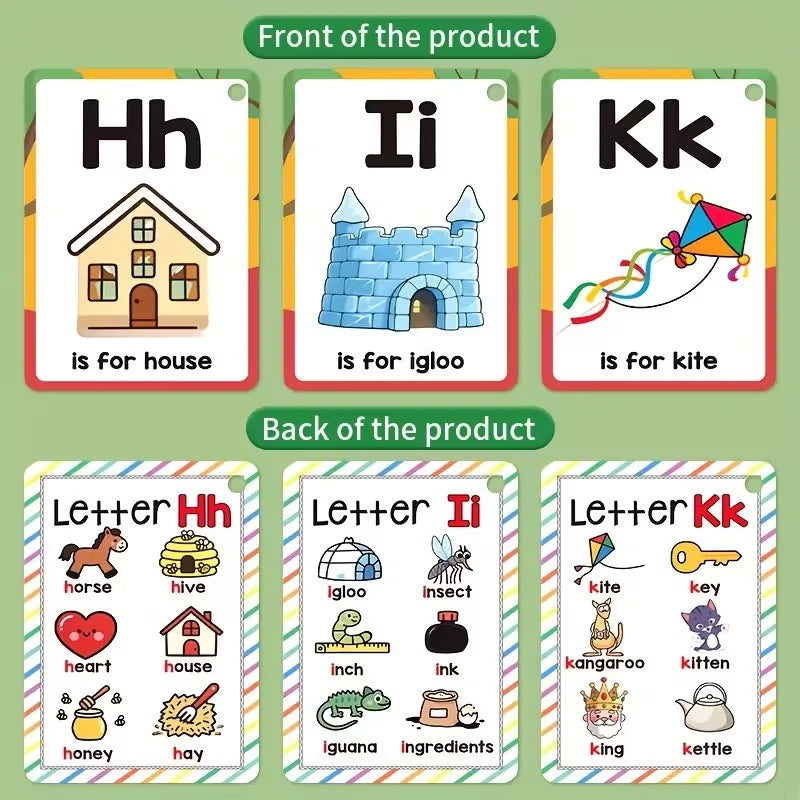 Cartes Flash Phonétiques Alphabet – Apprentissage des Lettres en Anglais pour Enfants 2-5 ans