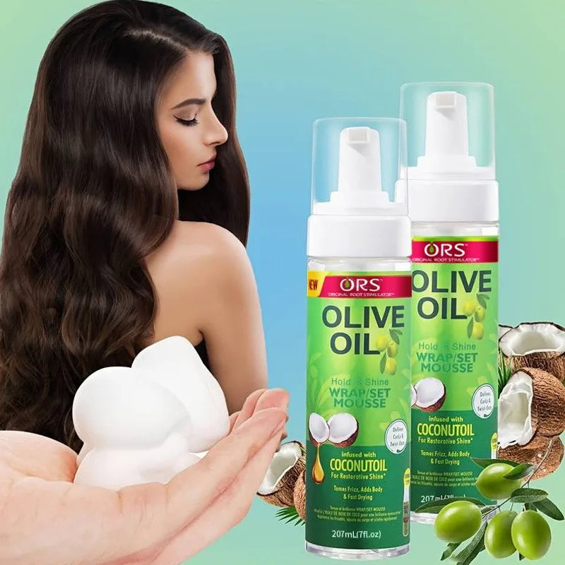 Mousse Coiffante Boucles – Tenue Forte à l'Huile d'Olive | Anti-Frisottis pour Perruques et Cheveux Naturels