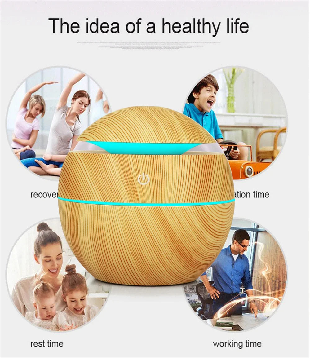Humidificateur électrique diffuseur d'arôme d'air bois humidificateur d'air à ultrasons huile essentielle aromathérapie fabricant de brume fraîche pour chambre à coucher