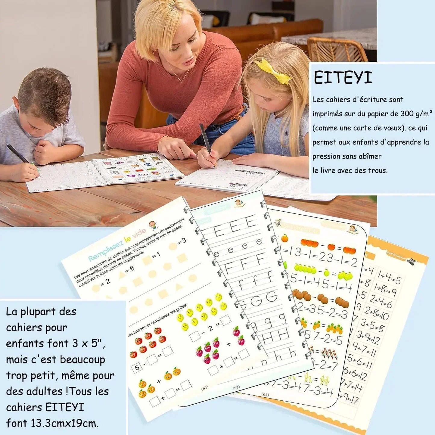 Cahier Magique d'Écriture Française – Ardoise Réutilisable avec Stylo | Enfants 3-8 ans