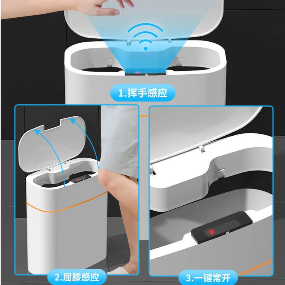 Poubelle Intelligente 16L – Capteur Automatique, Couvercle Sans Contact | Cuisine, Salle de Bain