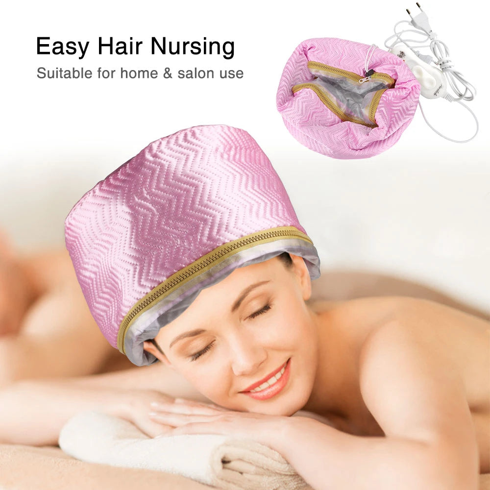 Bonnet Chauffant Traitant pour Cheveux – Vapeur Thermique, Soin Nourrissant, Spa Maison