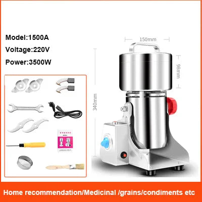 Moulin à Farine Électrique BEIJAMEI – Broyeur de Céréales, Épices & Café | 1800W, 50-300 Mesh