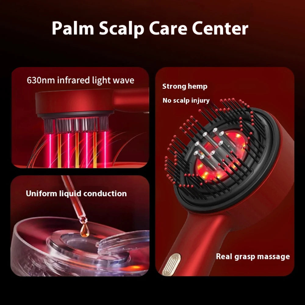 Peigne de Massage électrique, thérapie à la lumière rouge, Vibration, croissance des cheveux, brosse pour cuir chevelu, Anti-perte de cheveux, applicateur d'huile liquide