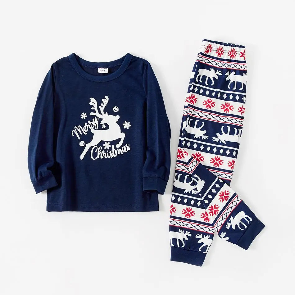 Costumes de Fête pour Toute la Famille, Ensemble de Pyjamas Assortis, Motif Élan de Noël, Vêtements de Nuit Parent-Enfant, Ensemble Doux 2 Pièces, Look de Noël