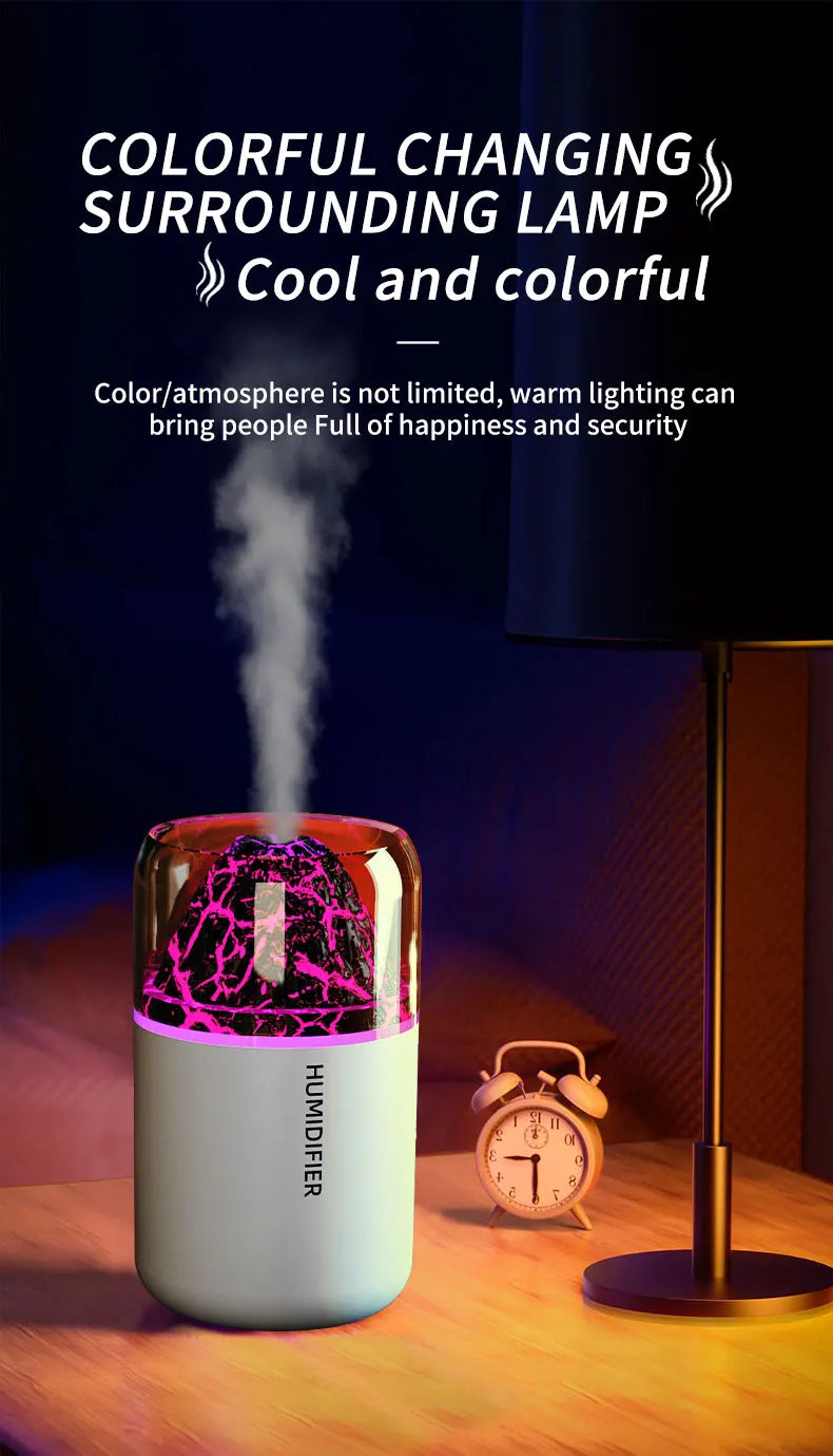Humidificateur Diffuseur d'Arômes USB – Lampe Volcanique Colorée