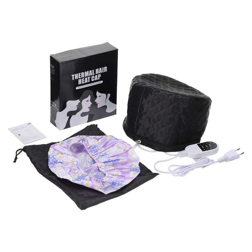 Bonnet Vapeur Chauffant Hailicare – 9 Températures, 5 Minuteries, Cuir PU, Soin Capillaire Spa Maison