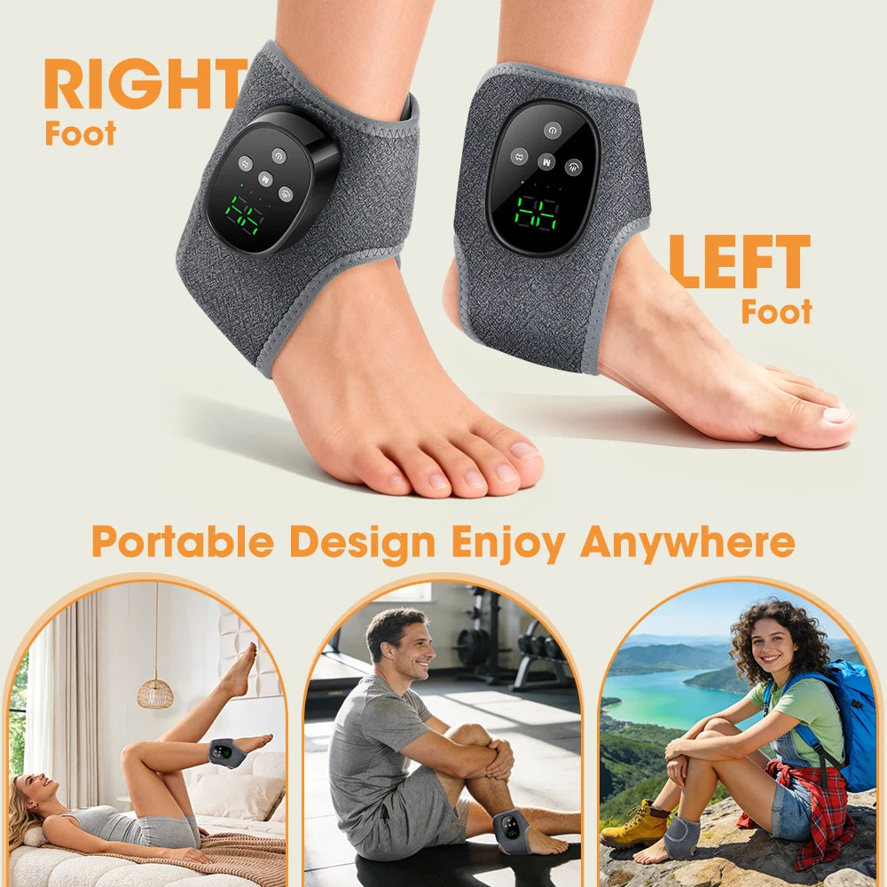Masseur de Cheville Sans Fil – Chaleur & Vibration, 4 Modes, Batterie 1800mAh | Maison & Bureau
