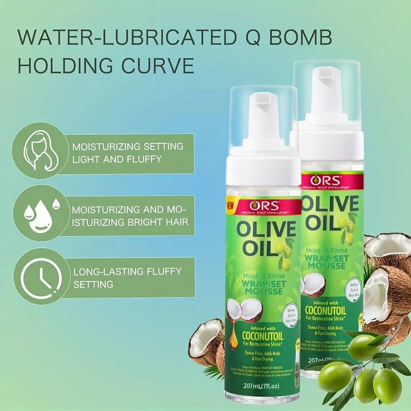 Mousse Coiffante Boucles – Tenue Forte à l'Huile d'Olive | Anti-Frisottis pour Perruques et Cheveux Naturels
