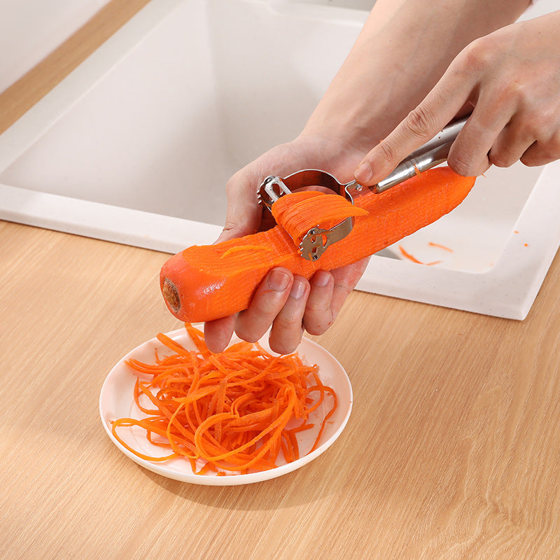 Éplucheur-râpe julienne 2-en-1 en acier inoxydable – Pommes de terre, concombre, carotte et plus