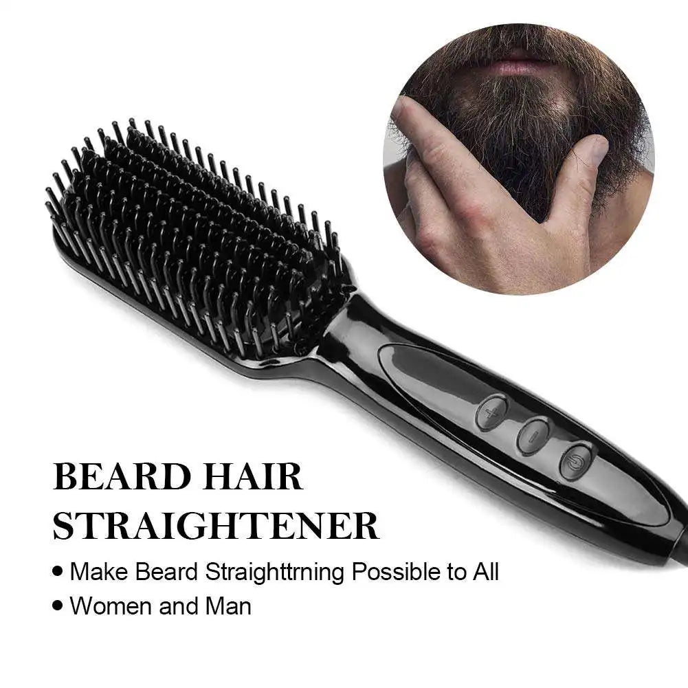 Brosse lissante électrique chauffante pour cheveux et barbe, en céramique anti-brûlure