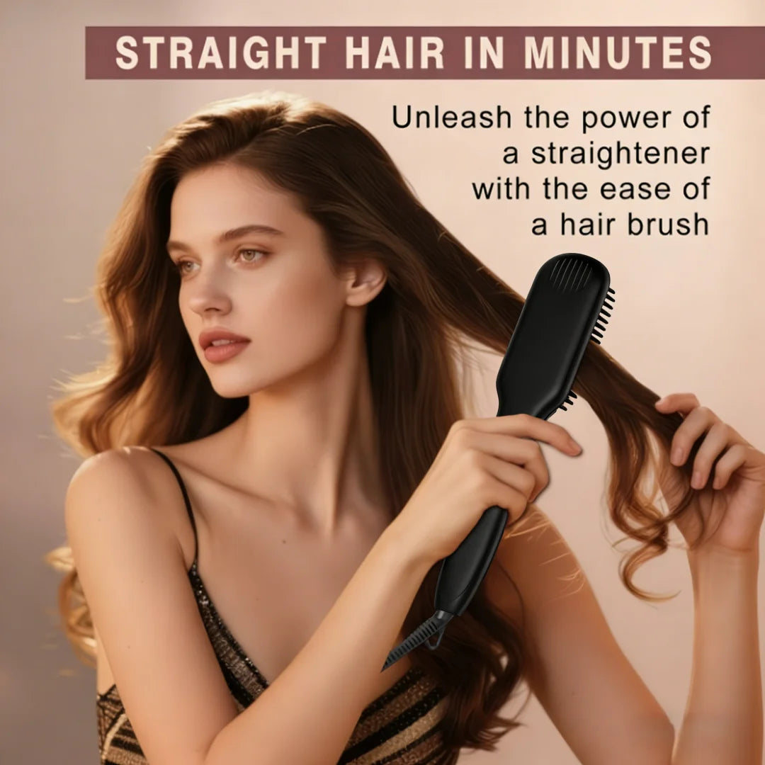 Brosse lissante électrique chauffante pour cheveux et barbe, en céramique anti-brûlure