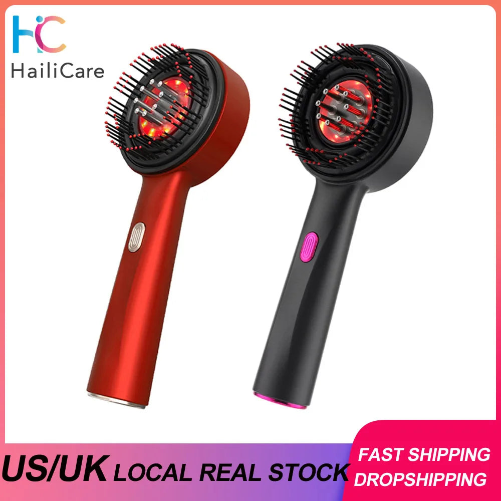 Peigne de Massage électrique, thérapie à la lumière rouge, Vibration, croissance des cheveux, brosse pour cuir chevelu, Anti-perte de cheveux, applicateur d'huile liquide