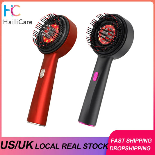 Peigne de Massage électrique, thérapie à la lumière rouge, Vibration, croissance des cheveux, brosse pour cuir chevelu, Anti-perte de cheveux, applicateur d'huile liquide